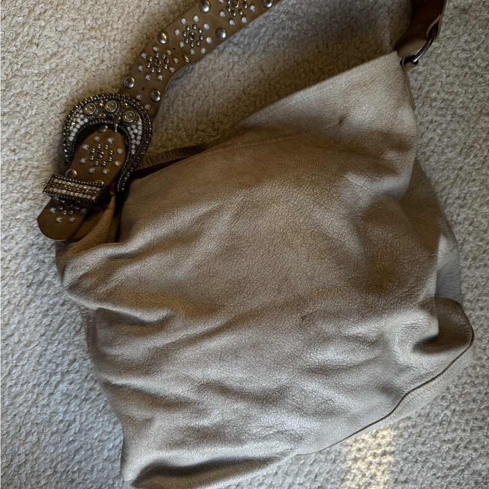Leatherock Studded Cream Hobo Bag